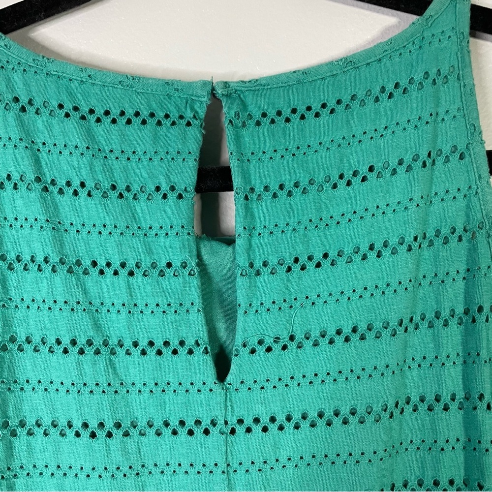 LOFT Aqua Blue Green Doily Style Cutout Sleeveless Dress Business Casual Medium - Picture 8 of 9